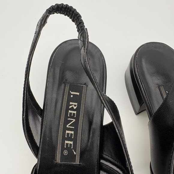 J. Renee Black Open Toe Strappy/Mesh Sandal with Elastic Heel Strap; Size 9.5 - Picture 5 of 12